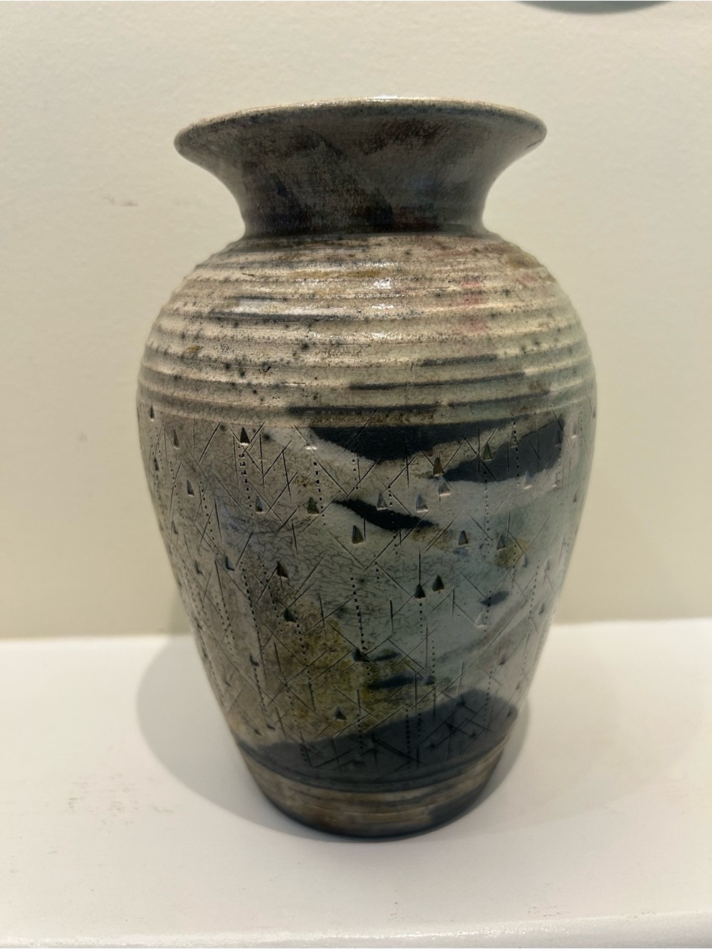 Vintage Ted Olaf Juve Art Pottery Vase. 9” tall